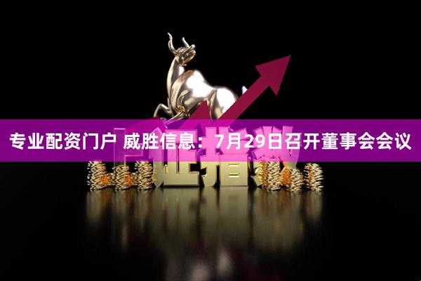 专业配资门户 威胜信息：7月29日召开董事会会议